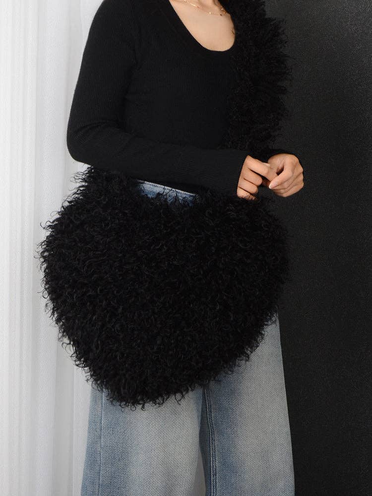 Sweetkama - Wholesale Crossbody Bag - Women's - Ladies Y2K Heart-Shaped Plush Bag SKAB40912