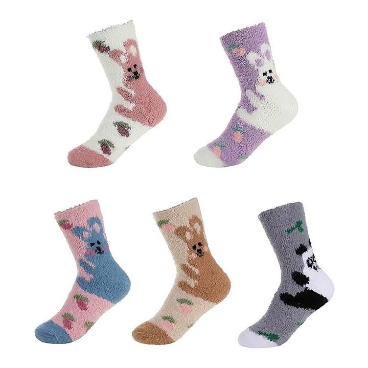 Diacly - Vente Chaussettes – unisexe - Chaussettes de maison en polaire chaude Bunny Fuzzy Fluffy1