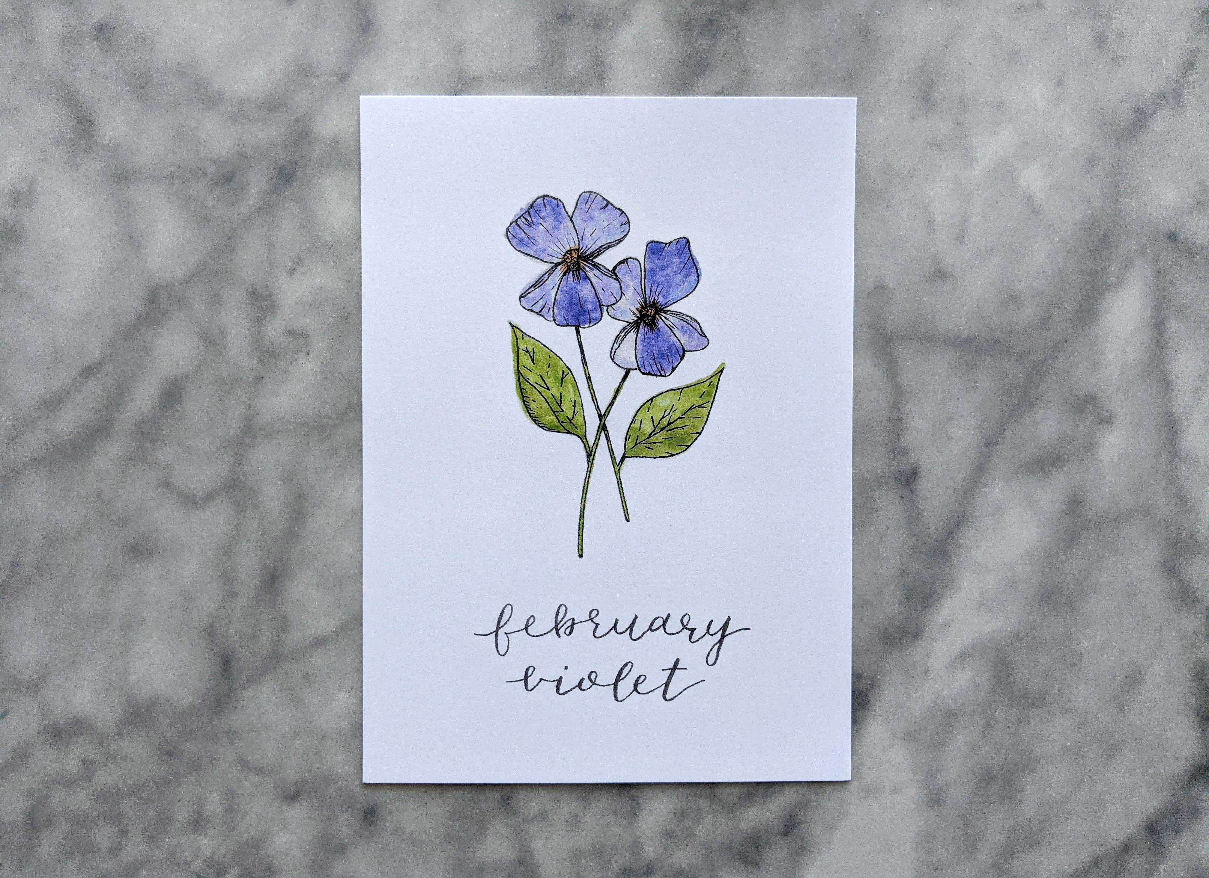 Kallos Ink - Wholesale Art Print - Birth Month Flower Print: February, the Violet2