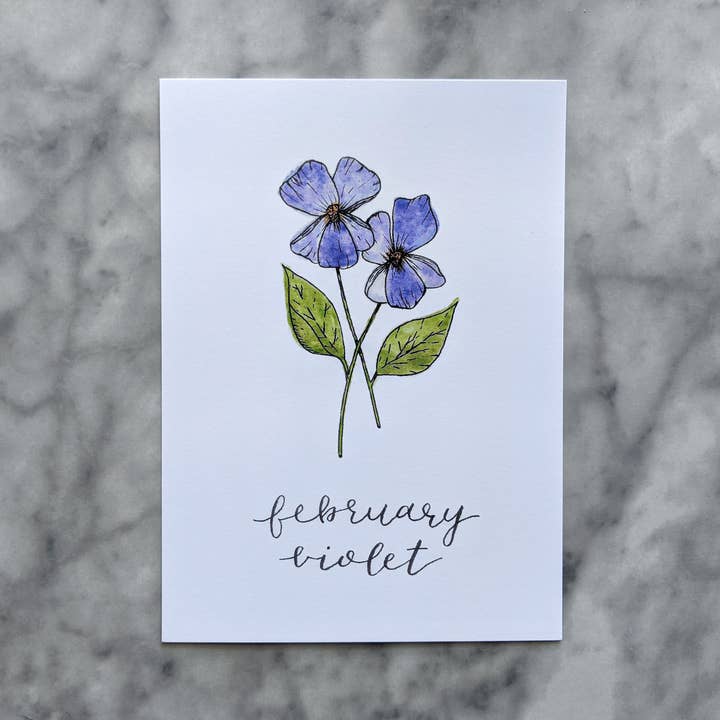 Kallos Ink – wholesale Art print – Birth Month Flower Print: February, the Violet2
