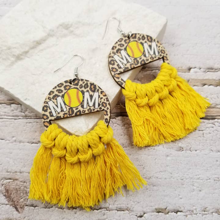 Sports Mom Baseball Tassel Earrings - For Mother's Day for wholesale by Treasure Wholesale