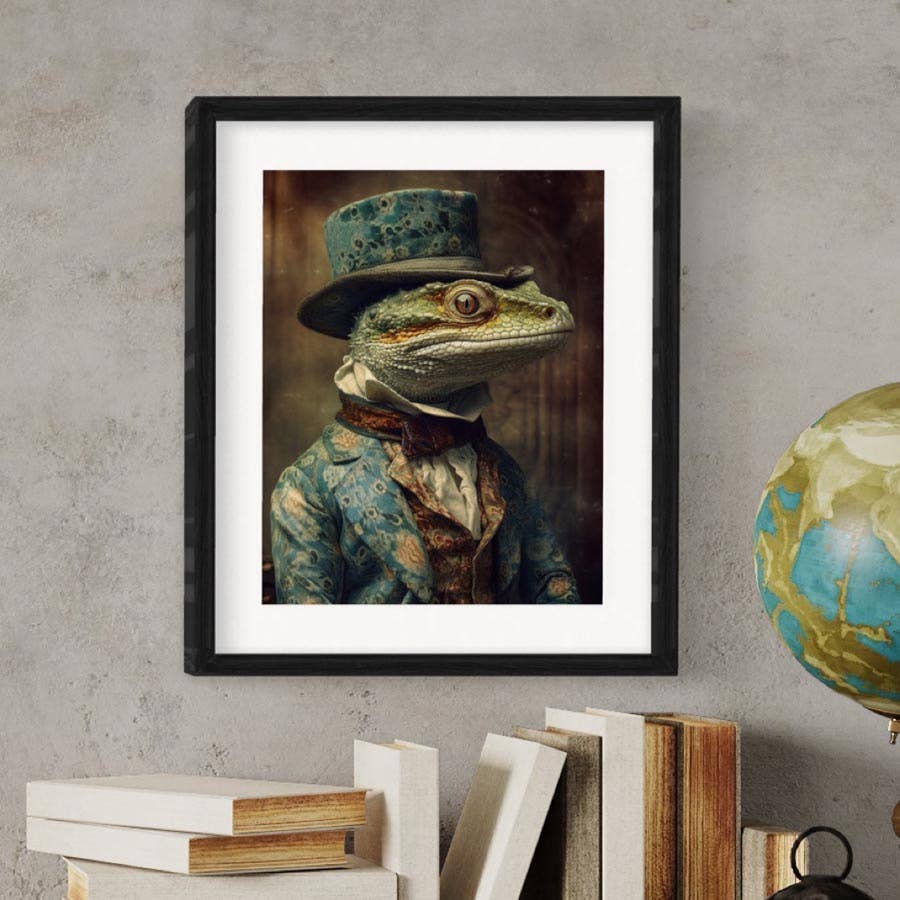 Salty Alyce - Wholesale Art Print - Gothic Victorian Lizard In Top Hat   Wall Art AXS223