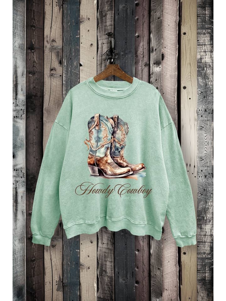 Sudadera gráfica mineral con botas de vaquero HOWDY SWD385-P6904 para venta al por mayor de PINK NABI