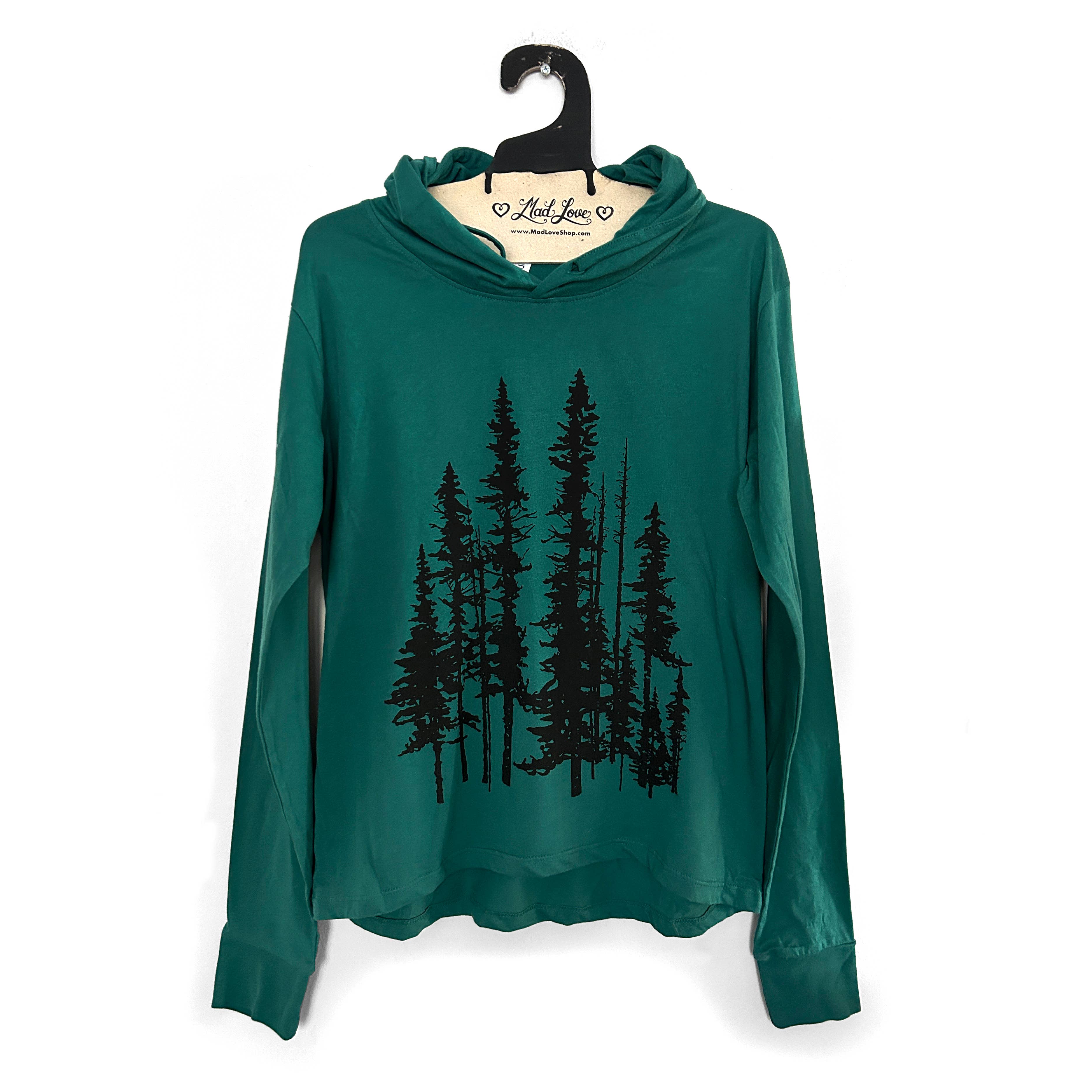 Mad Love Shop - Wholesale Hoodie - Women's - Ladies Green Lightweight Long Sleeve Hooded Tee Evergreens1
