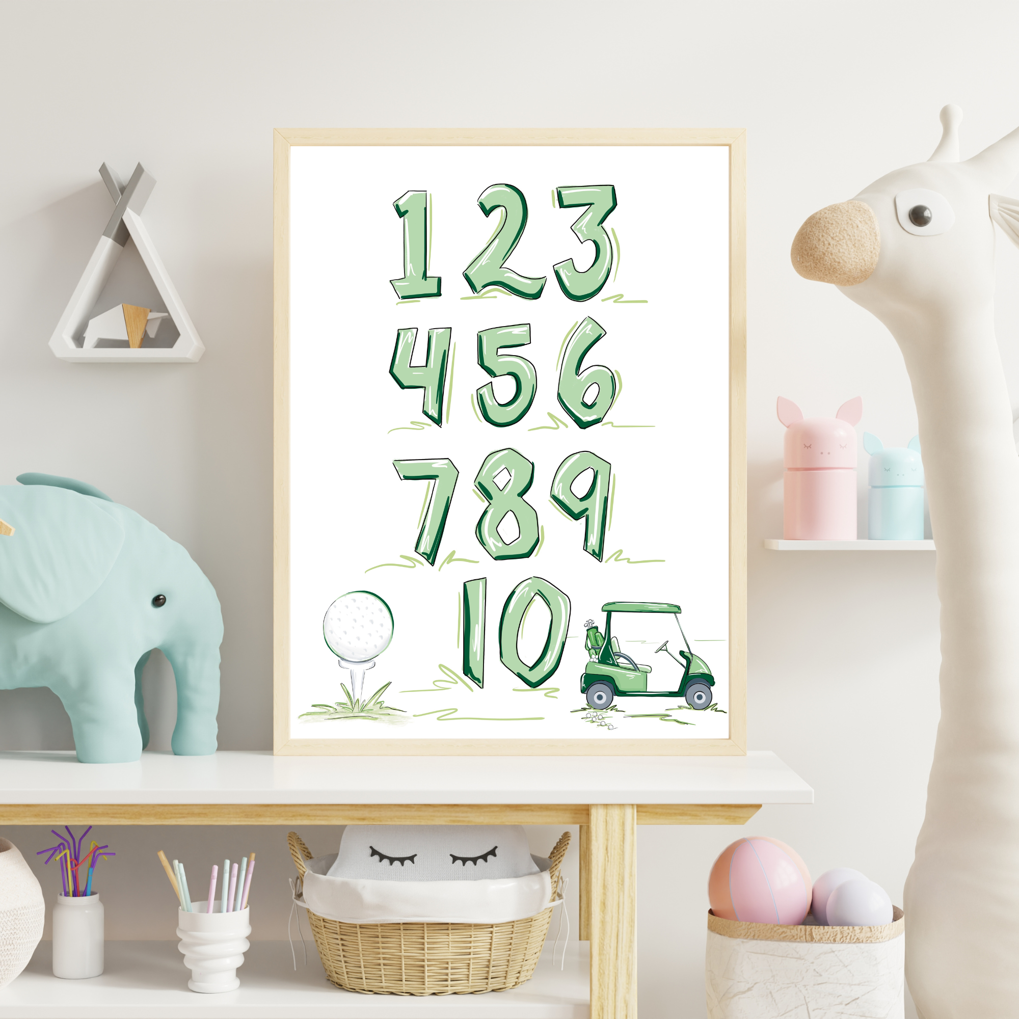 Erin Edith Illustration - Vente Affiche d'art – enfant et bébé - Impressions de pépinière de golf Alphabet et chiffres / Ensemble de 2 impressions7