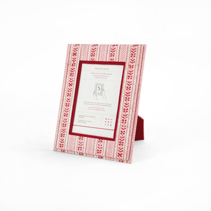 Craft Boat - Wholesale Picture frame - TABLE TOP PICTURE FRAME - HOLIDAY EDIT FLORAL STRIPE RED2