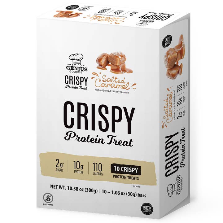 Genius Gourmet - Wholesale Snack Bar - Crispy Protein Treat - Salted Caramel - 10 Count2