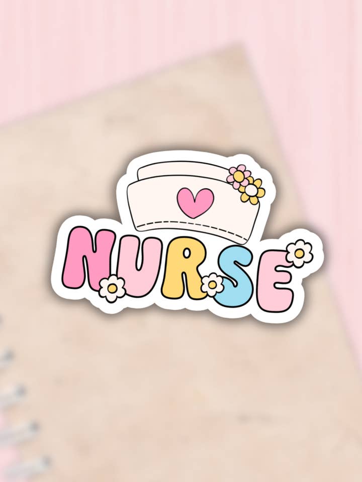 Nurse sticker,medical,nurse hat,retro,laptop decal for wholesale by Lalatina Shop