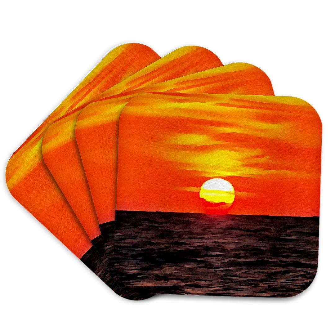 3dRose - Vente Sous-verre - 3dRose, Coucher de soleil artistique orange égéen Akyaka, Dessous de verre7