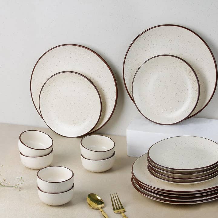 Conjunto de Jantar de Cerâmica Matte Creme de 18 Peças por atacado de GoGlocal