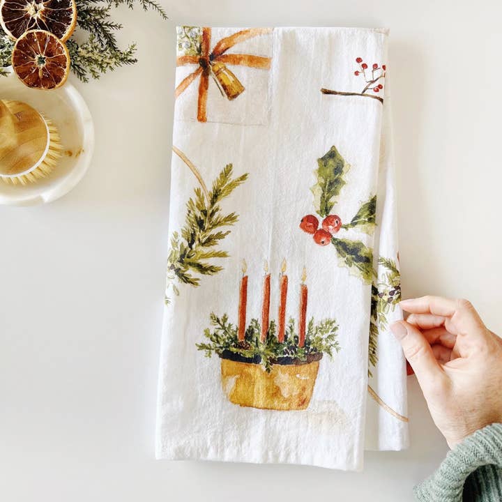 emily lex studio - Wholesale Tea Towel - yuletide cotton flour sack tea towel