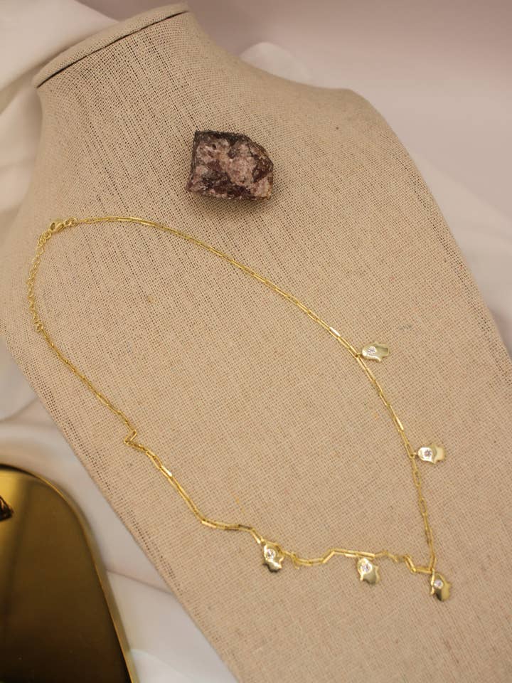 Hamsa Gold Necklace for wholesale by Luna By Cinthia Garcia