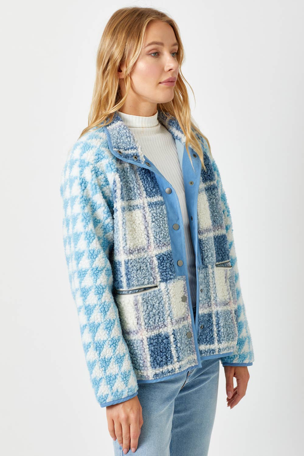 Mystree - Vendita all'ingrosso Felpa in pile - Donna - 60305 Giacca in pile con stampa mista9