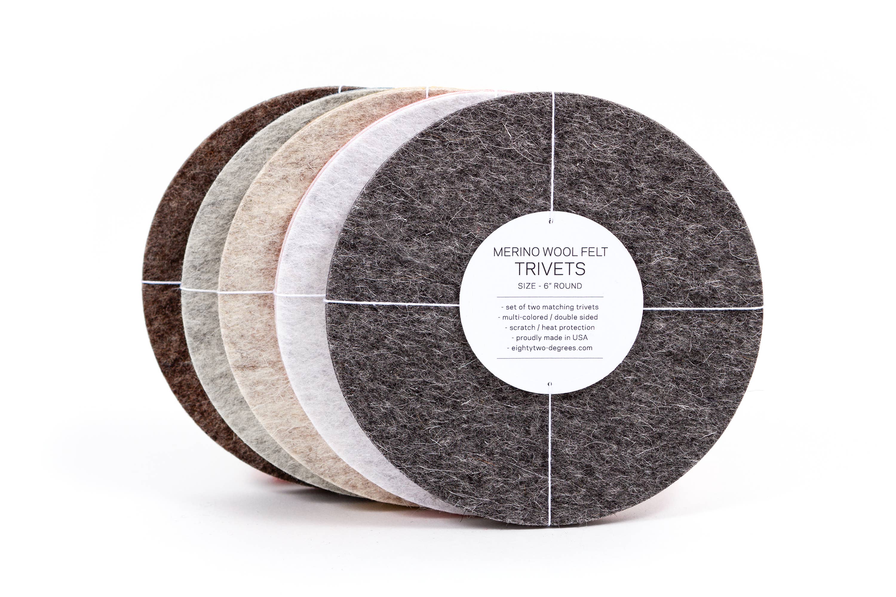 Studio 82° - Wholesale Trivet - Multi Colored Trivet 6" - Merino Wool Felt - Set of 22