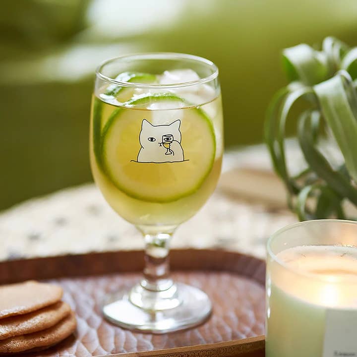 Verre avec mignon illustration de chat pour la vente par MinoCraft