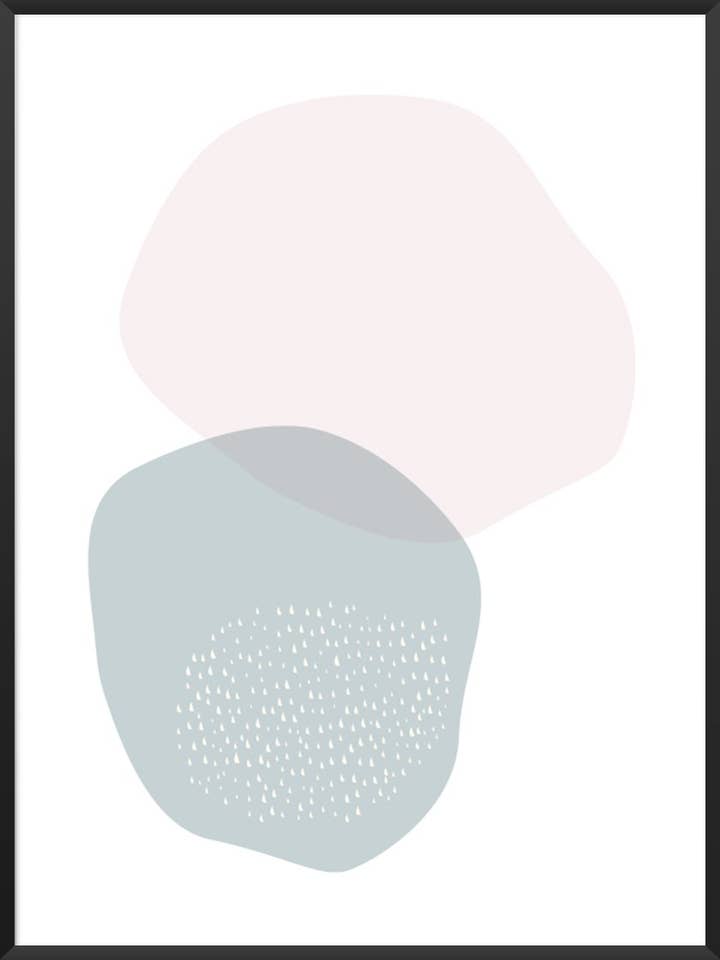 Affiche de formes pastel en cercle bleu et rose pour la vente par Project Nord