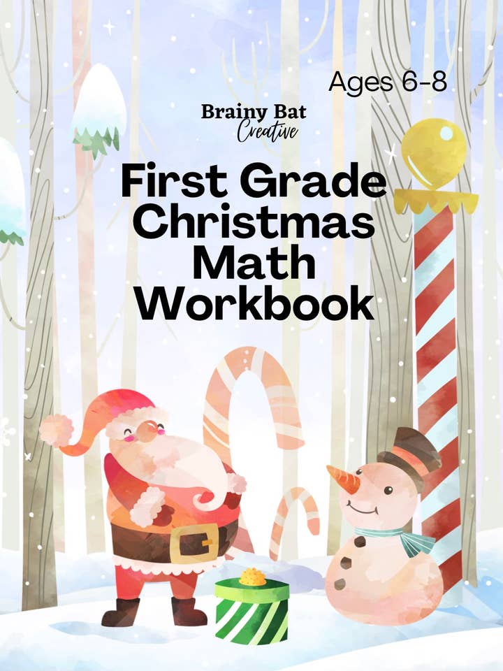 First Grade Christmas Math Workbook for wholesale by Brainy Bat Creative