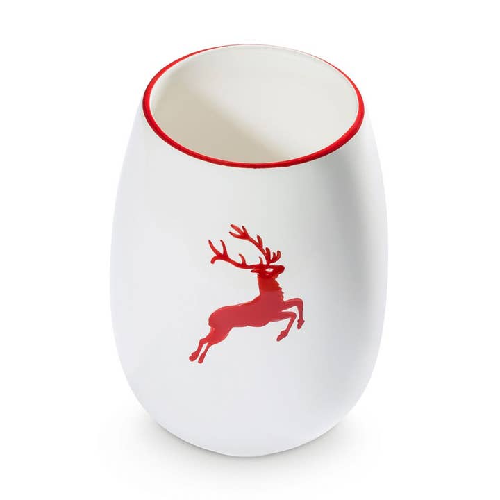 Ruby red deer, vase (H: 15cm) for wholesale by Gmundner Keramik Handels GmbH
