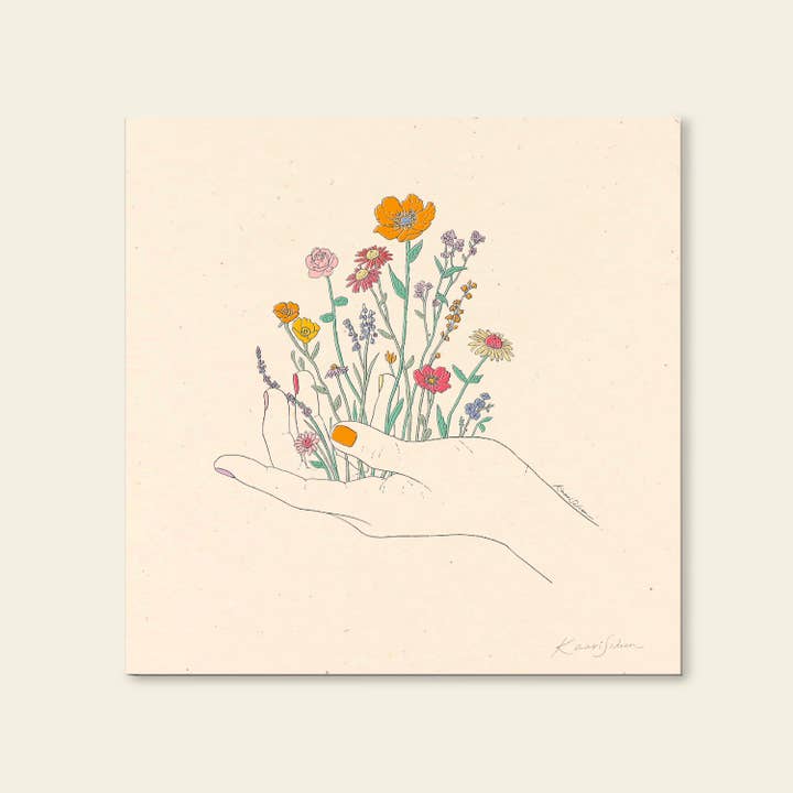 Impression artistique sur les fleurs sauvages à la main - Collection Hush Poppy pour la vente par Kaari & Co.