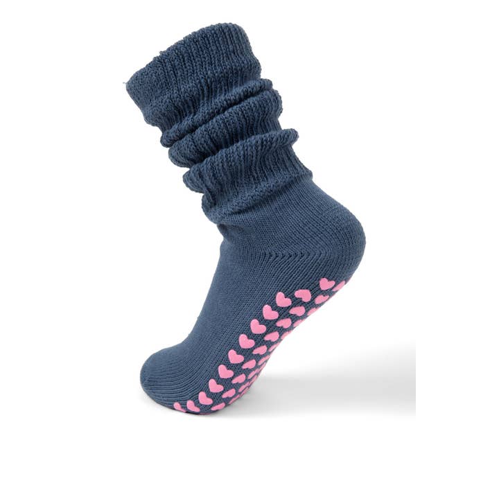 Chaussettes Slouchy Heart Grip - Bleu pour la vente par Lotties