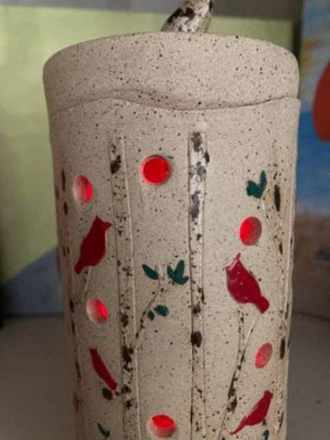 Sweet Rolling Pins - Wholesale Rolling pin - Embossed Cardinals On Birch Rolling Pin -Horizontal Dsg4