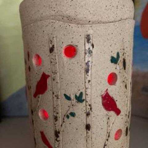 Sweet Rolling Pins - Wholesale Rolling pin - Embossed Cardinals On Birch Rolling Pin -Horizontal Dsg4