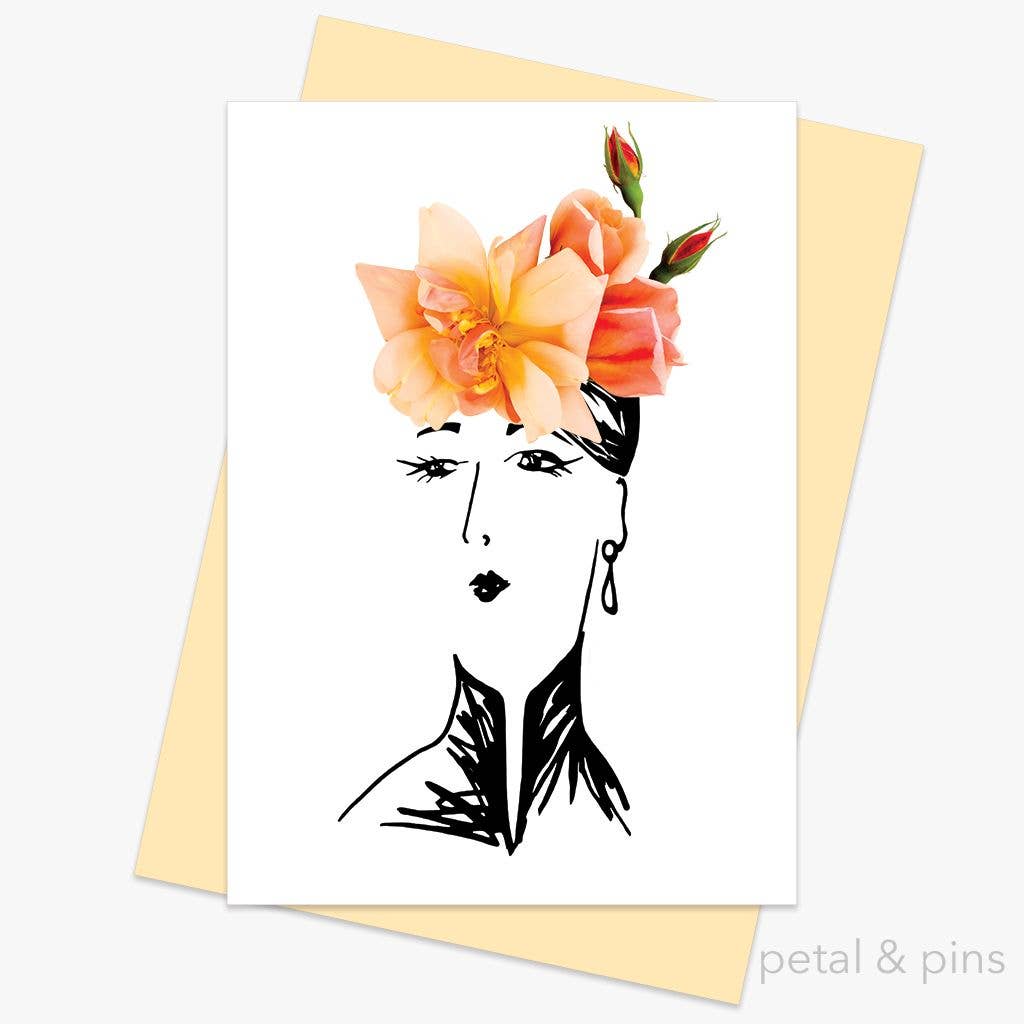 petal & pins - Wholesale Everyday Greeting Card - Perle D'or Rose Hat Two – Floral Greeting Card0