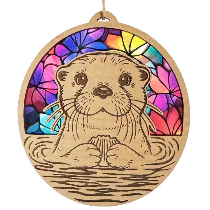 Otter Ornament, Cute Beach Animal Christmas Ornament for wholesale by Art by Sharell