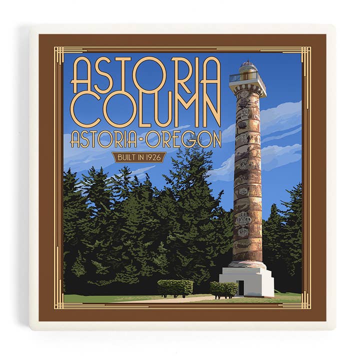 CERAMIC COASTER Astoria Column, Oregon for wholesale by Lantern Press