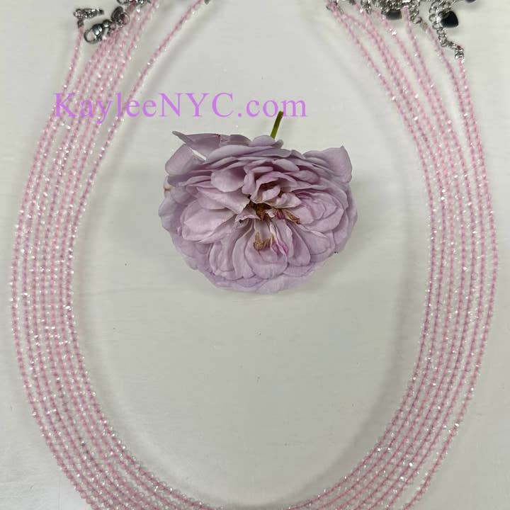 2mm Natural Rose Quartz Necklaces Crystals Healing Energy for wholesale by KayleeNYC