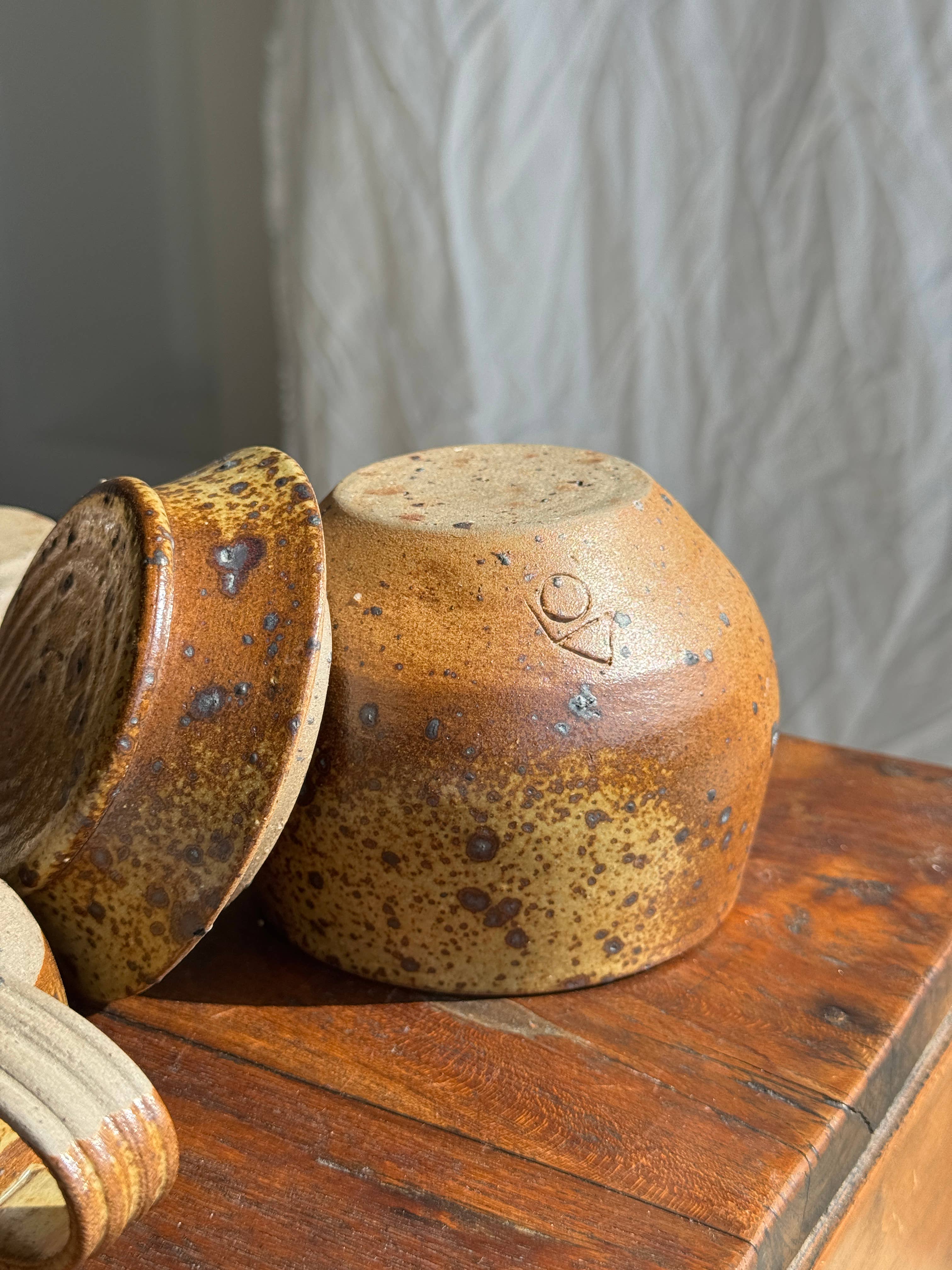 brown Small stoneware tea set with teapot, cups, sugar bowl for wholesale on Faire18