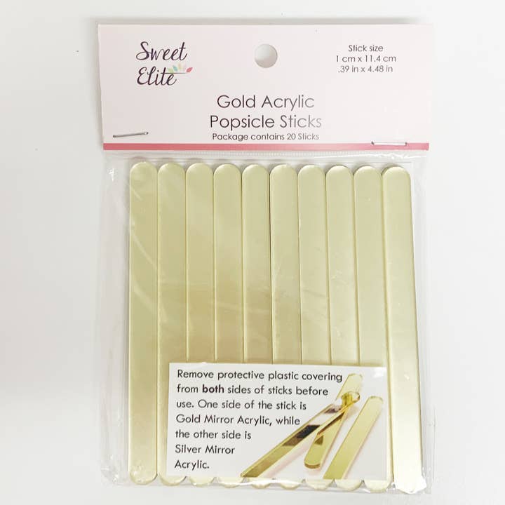 Summitbaking - Wholesale Cake Decorating Kit - Gold Mirror Acrylic Ice Cream/Popsicle Sticks1