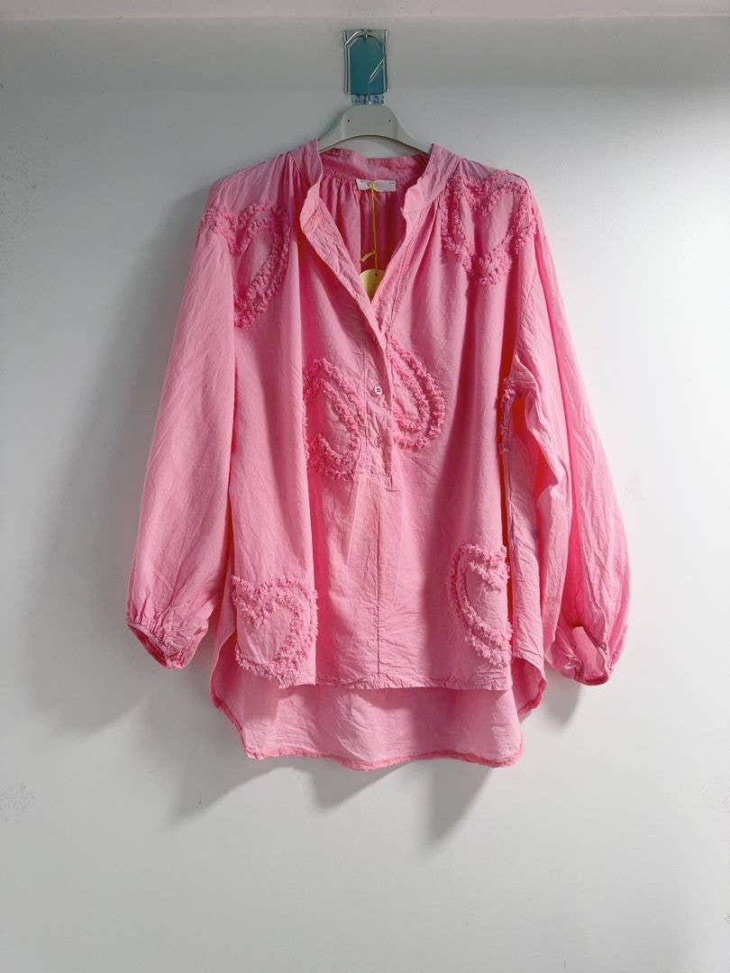 Happy look - Wholesale Button Down Shirt - Women's - Cotton blouse with heart detail 8