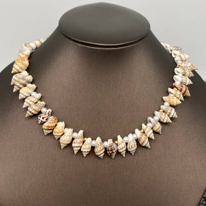Conch & Pearl & Stainless Steel Beads Beaded Choker - FGS for wholesale by Mio Queena