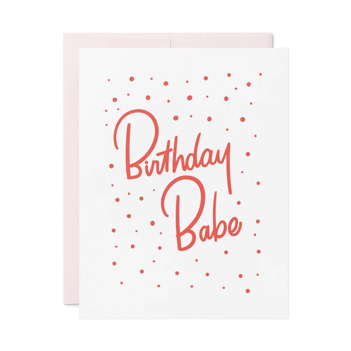 Letterpress-Karte „Birthday Babe“ für den Großhandel von Friendly Fire Paper