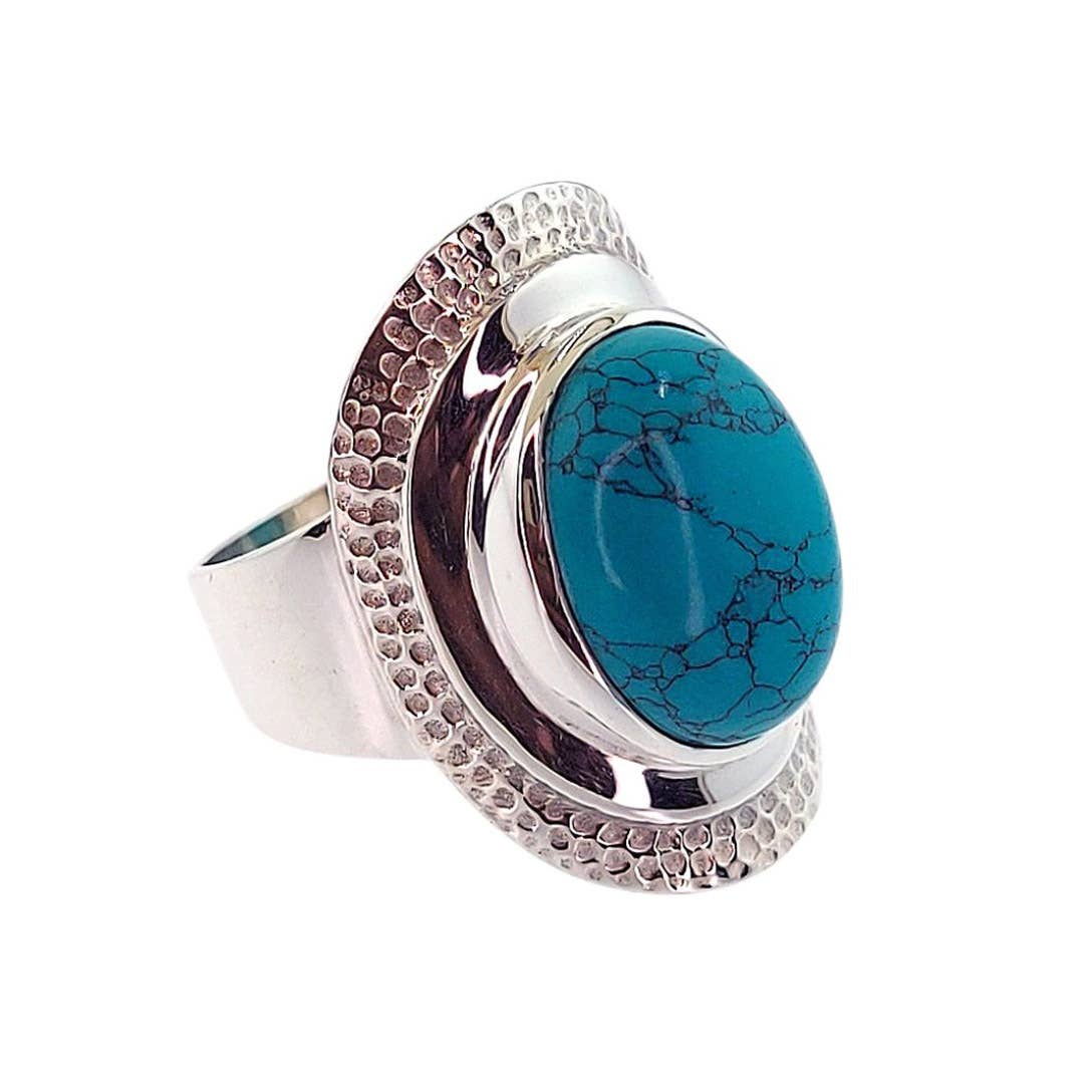 Crystal Earth Sterling - Wholesale Cocktail/Statement Ring - Positivity Shield Sterling Ring  - Turquoise2