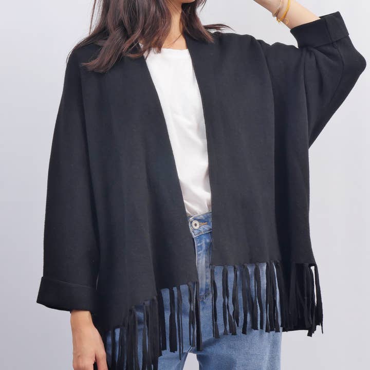 Colete de Malha com Franjas DSY24295 por atacado de Cecile Wang