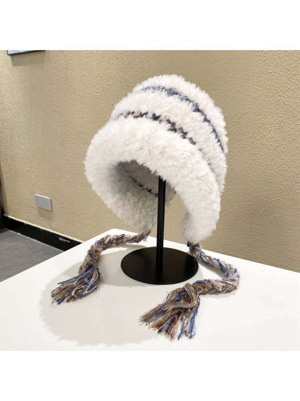 Funkyrel® Atzbranding Limited - Wholesale Beanie - Women's - Haila - Plush & Heavyweight Color-Block Earflap Beanie with Tassels0