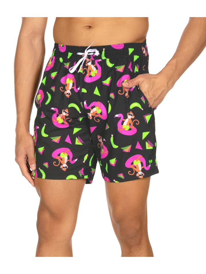 Tipsy Elves - Wholesale Swim Shorts - Men's - Monkey Business Stretch Swim Trunks - Men's Fun Bathing Suit