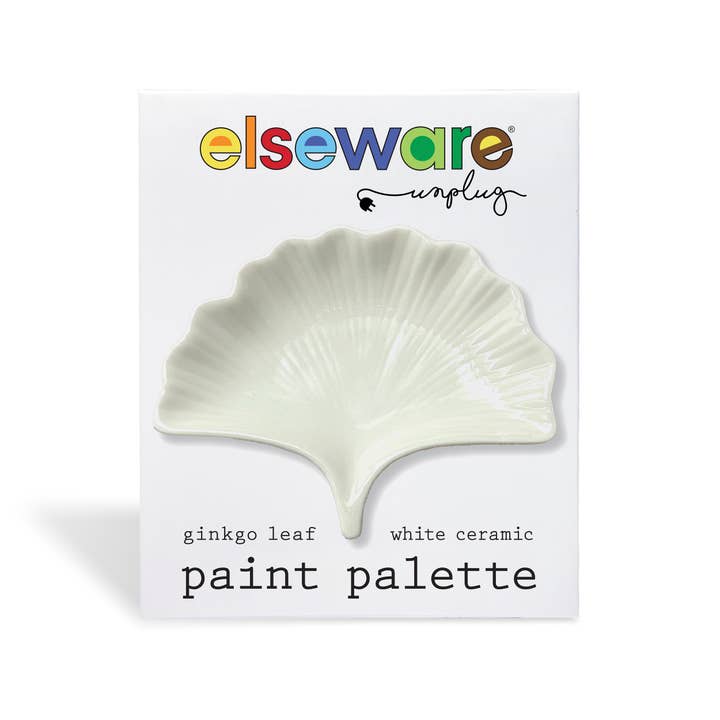 Ginkgo Leaf White Ceramic Paint Palette -Reusable, Inspiring for wholesale by elseware unplug / eco-kids