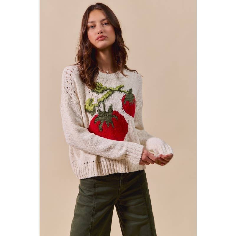 IVE - Wholesale Knit Sweater - Women's - Vegetable Round Neck Long Sleeve Sweater Top6