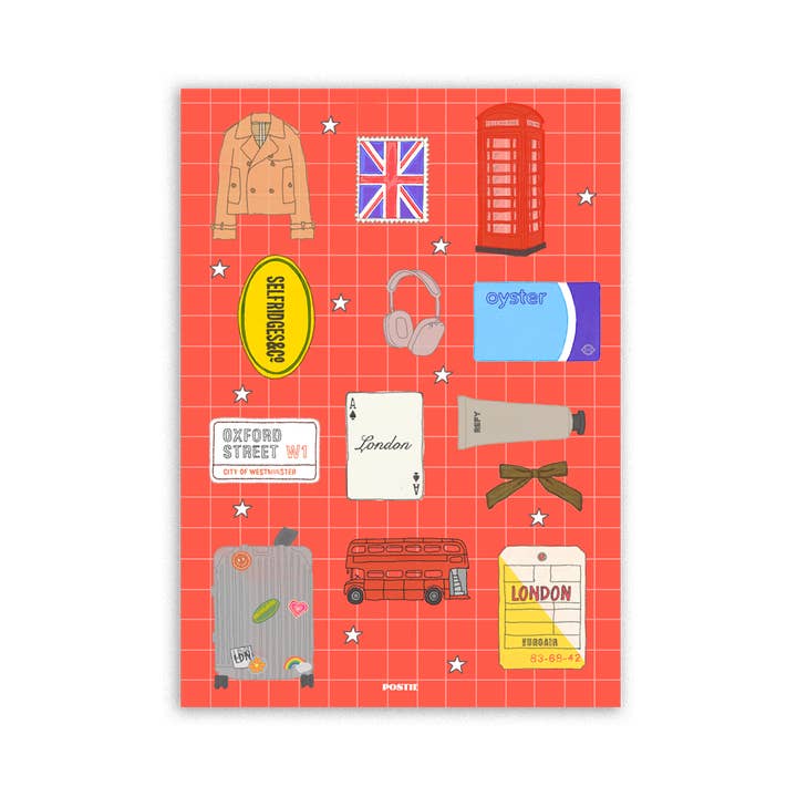 London Sticker Sheet for wholesale by POSTIE