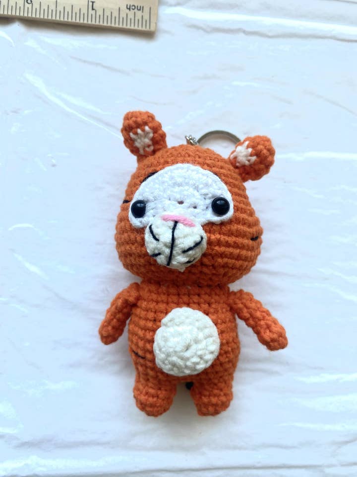 Crochet Amigurumi Tiger Keychain for wholesale by Marie and Rose Crochet Toys