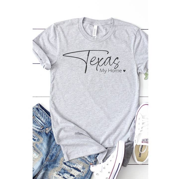 Texas my home Plus Size graphic tee for wholesale by Kissed Apparel