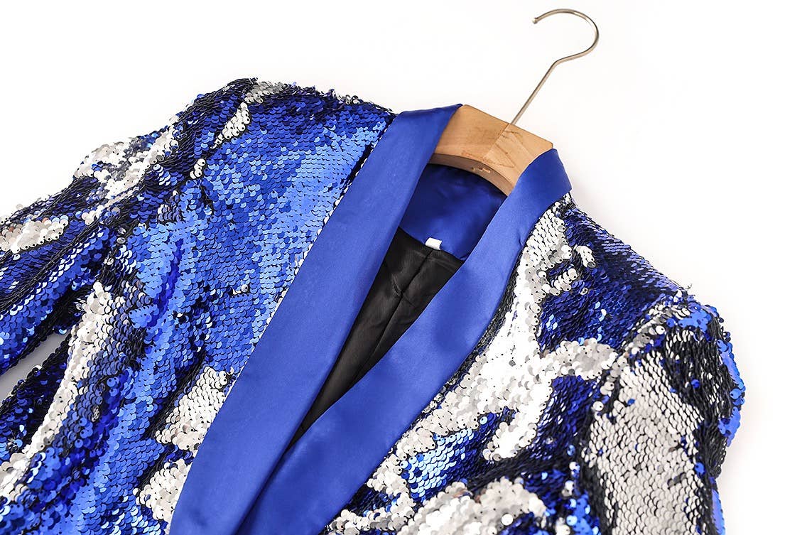 SET097 "Nightclub Sparkle: Sequined Blue & White Suit" for wholesale on Faire2