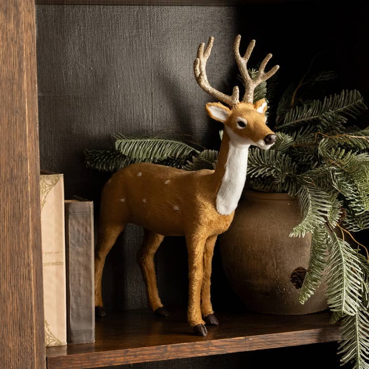 Cervo in pelliccia da 15,25" con corna glitterate per la vendita all'ingrosso da parte di Ragon House