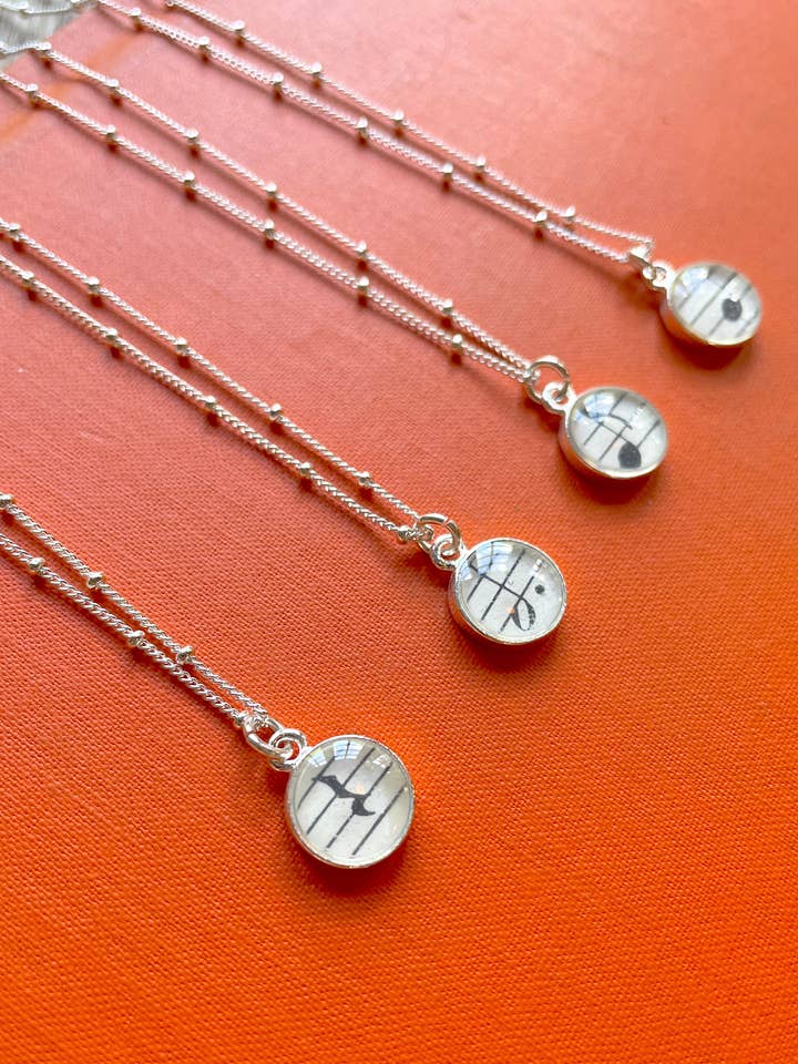 Collar pequeño con notas musicales, plata - partituras, músico para venta al por mayor de joeyfivecents