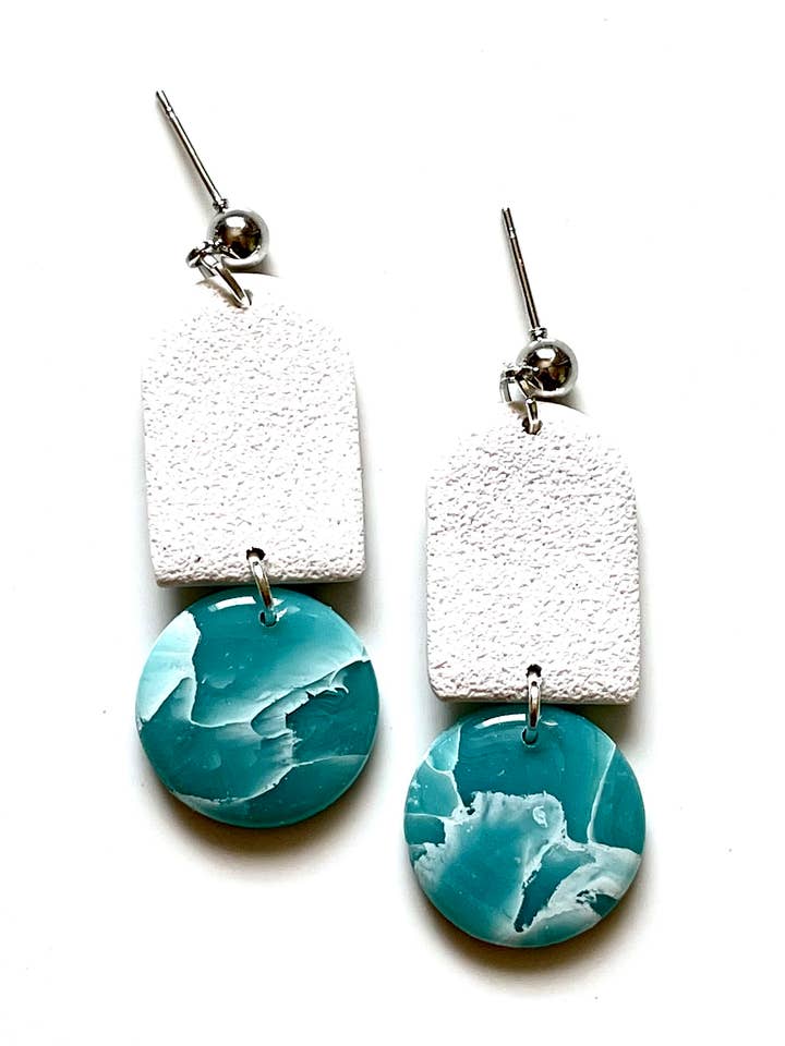Turquoise Marbled Clay Earrings for wholesale by Clay by K