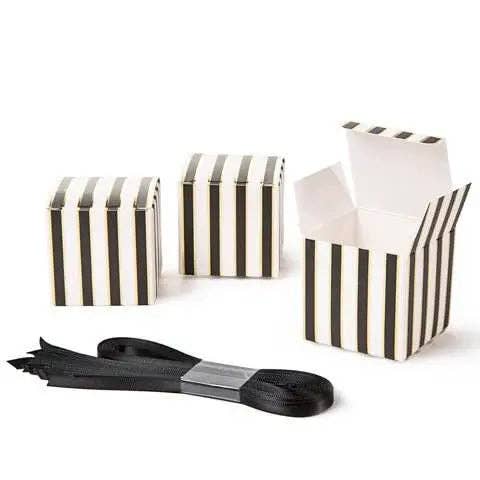 Party Expo, LLC - Wholesale Party favour bag/box - David Tutera Small Black & White Striped Favor Boxes (25ct)