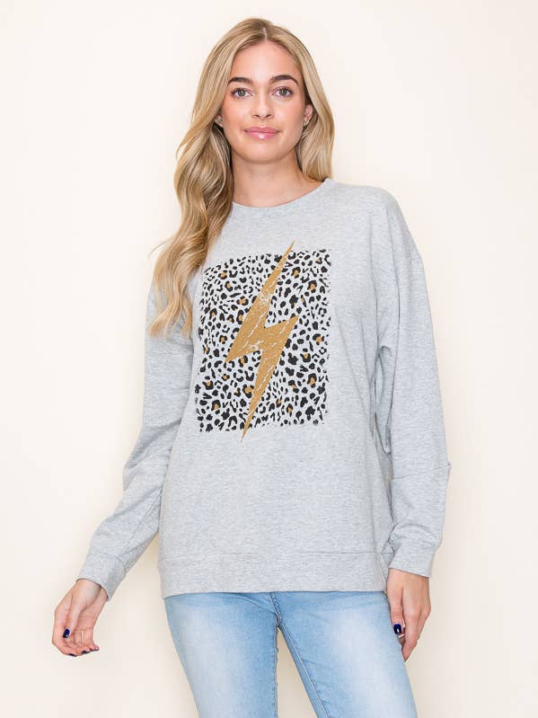 FELPA CON STAMPA ANIMALIER BOLT per la vendita all'ingrosso da parte di Tres Bien, Inc